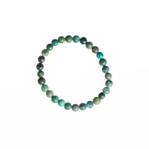 Bracelet en chrysocolle 6mm, photo sur fond blanc vue de haut