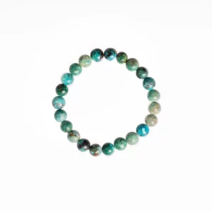 Bracelet en chrysocolle 8mm, photo sur fond blanc vue de haut