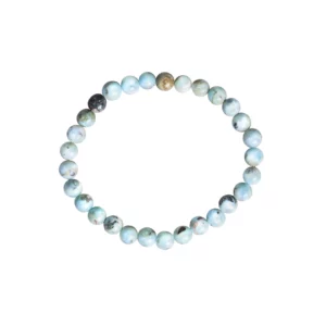 Bracelet en larimar 6mm, photo sur fond blanc vue de haut
