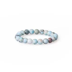 Bracelet en larimar 8mm, photo sur fond blanc