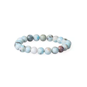 Bracelet en larimar 8mm, photo sur fond blanc