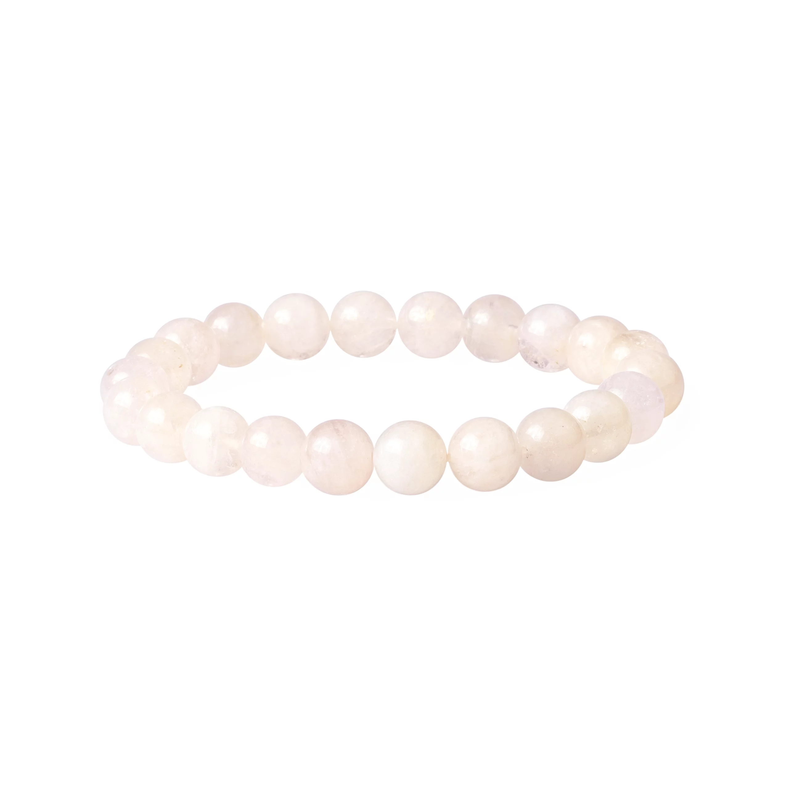 Armband aus Morganit 8 mm, Foto auf weissem Hintergrund