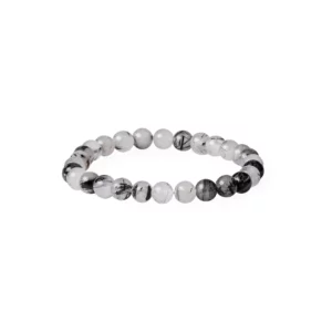 bracelet en quartz tourmaline 6mm, photo sur fond blanc