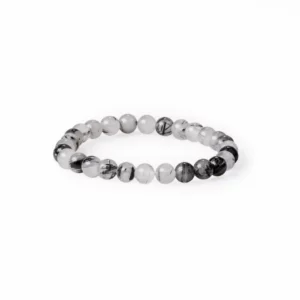 bracelet en quartz tourmaline 6mm, photo sur fond blanc