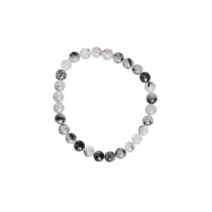 bracelet en quartz tourmaline 6mm, photo sur fond blanc, vue de haut