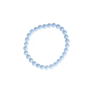 Armband aus Stein, Angelit 6 mm, Foto auf weissem Hintergrund, Ansicht von oben