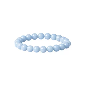 Armband aus Stein, Angelit 8 mm, Foto auf weissem Hintergrund