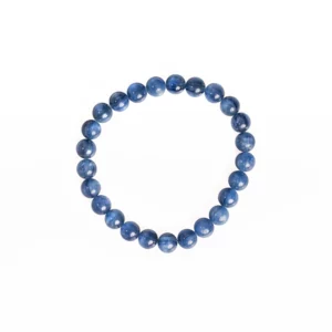 Bracelet en cyanite 8mm, photo sur fond blanc vue de haut