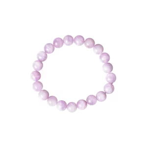 Bracelet en kunzite 8mm, photo sur fond blanc vue de haut