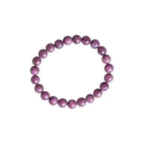 Armband aus 8 mm grossen Rubinen, Foto auf weißem Hintergrund, Ansicht von oben