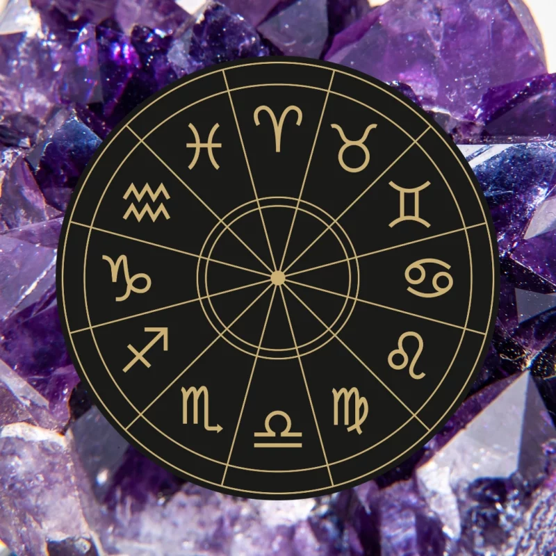 pierres de naissance : image d'illustration avec une roue du zodiaque.